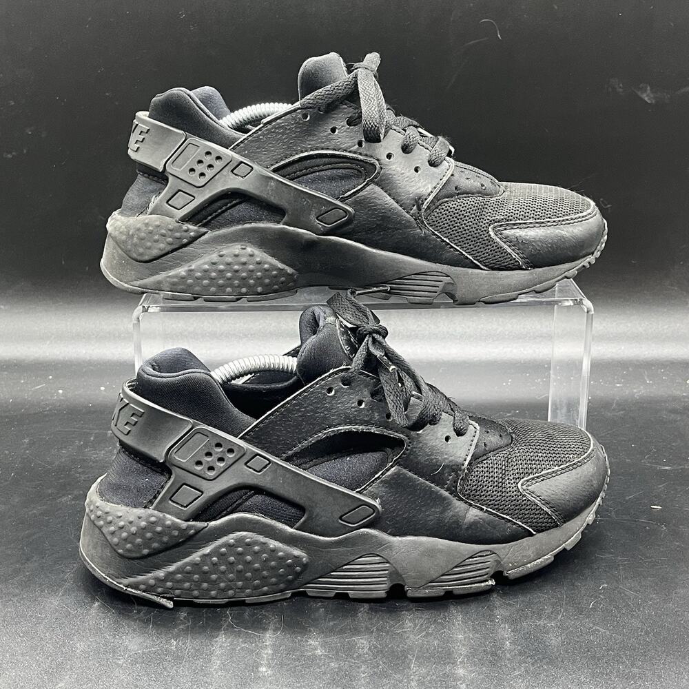 Nike Air Huarache Run Triple Black Sneakers Kids Size 6Y Womens 7.5